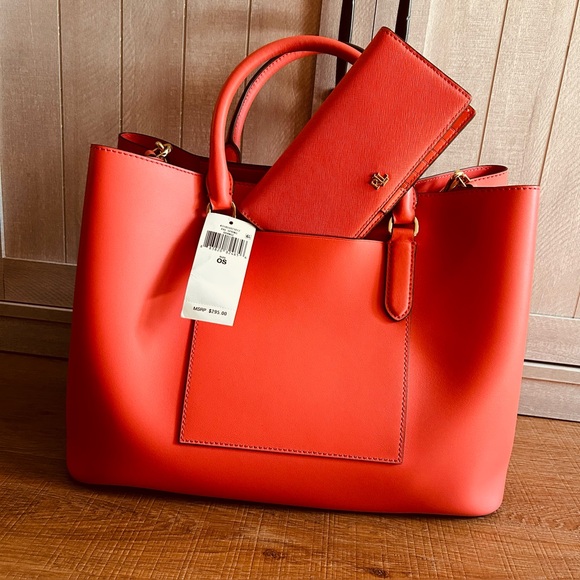Orange Structured Tote Bag with Wallet - Ralph Lauren - Picture 3 of 3
